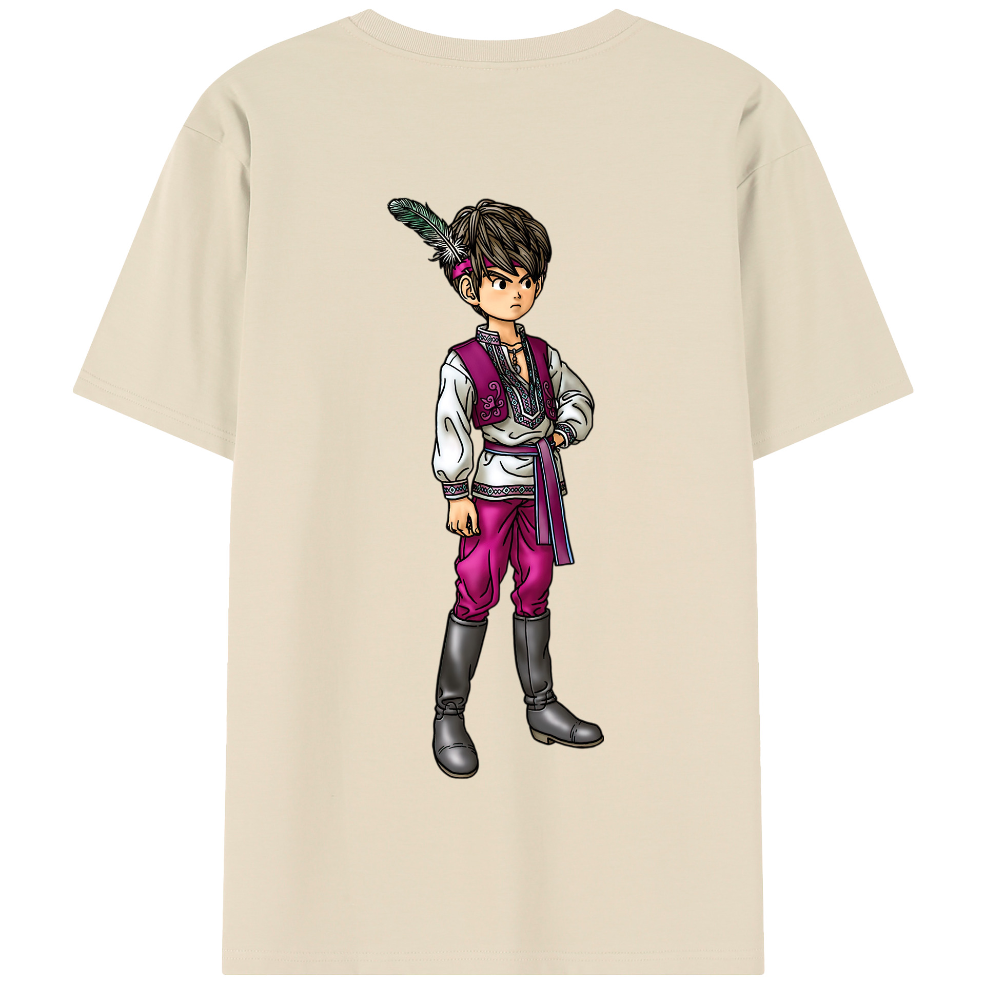 （画像用） ドラゴンクエスト Doragon Kuesuto Dragon Quest 綿100％半袖Tシャツ（背面プリント）