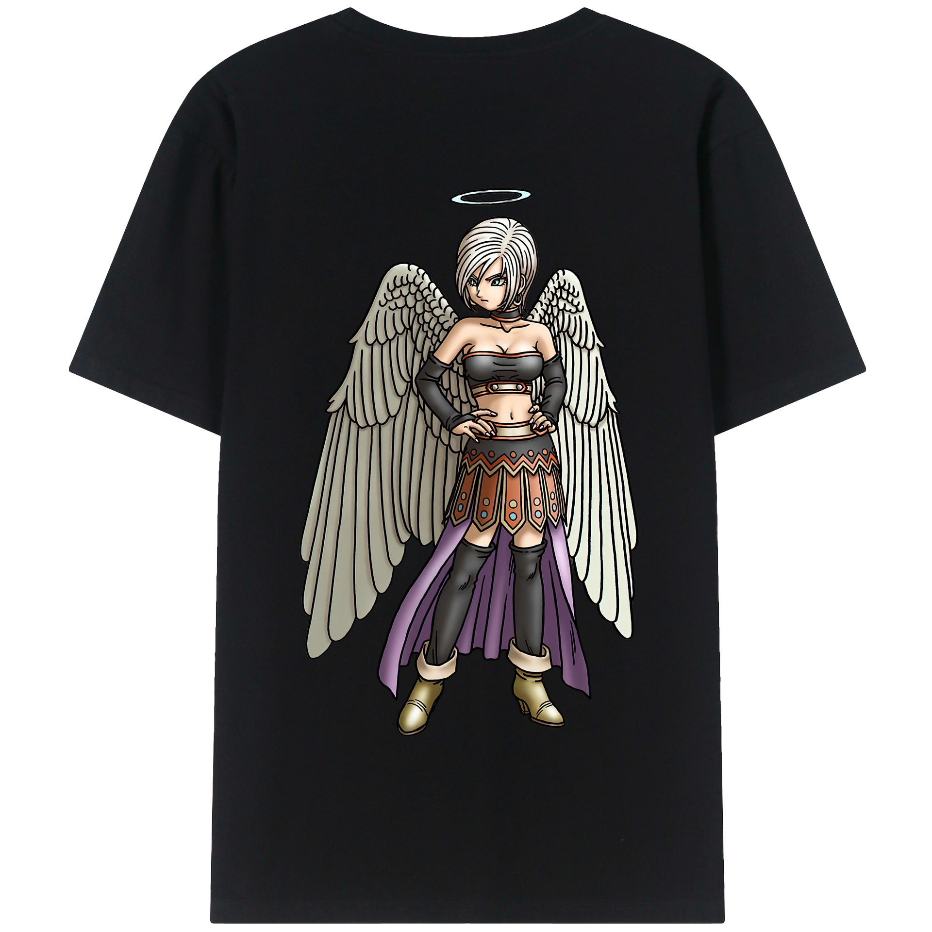 （画像用） ドラゴンクエスト Doragon Kuesuto Dragon Quest 綿100％半袖Tシャツ（背面プリント）