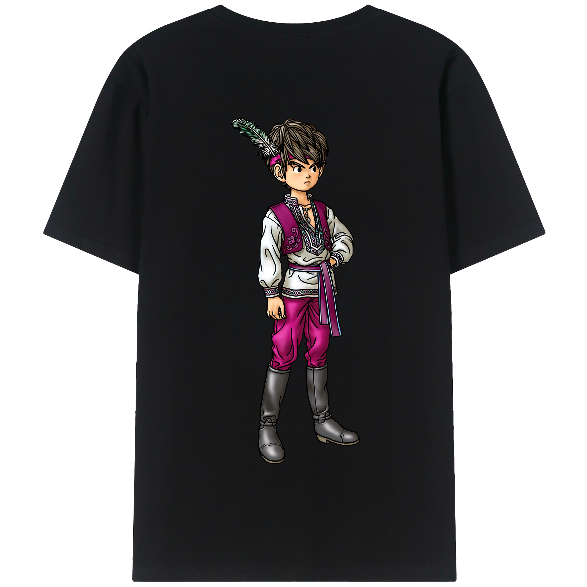 （画像用） ドラゴンクエスト Doragon Kuesuto Dragon Quest 綿100％半袖Tシャツ（背面プリント）