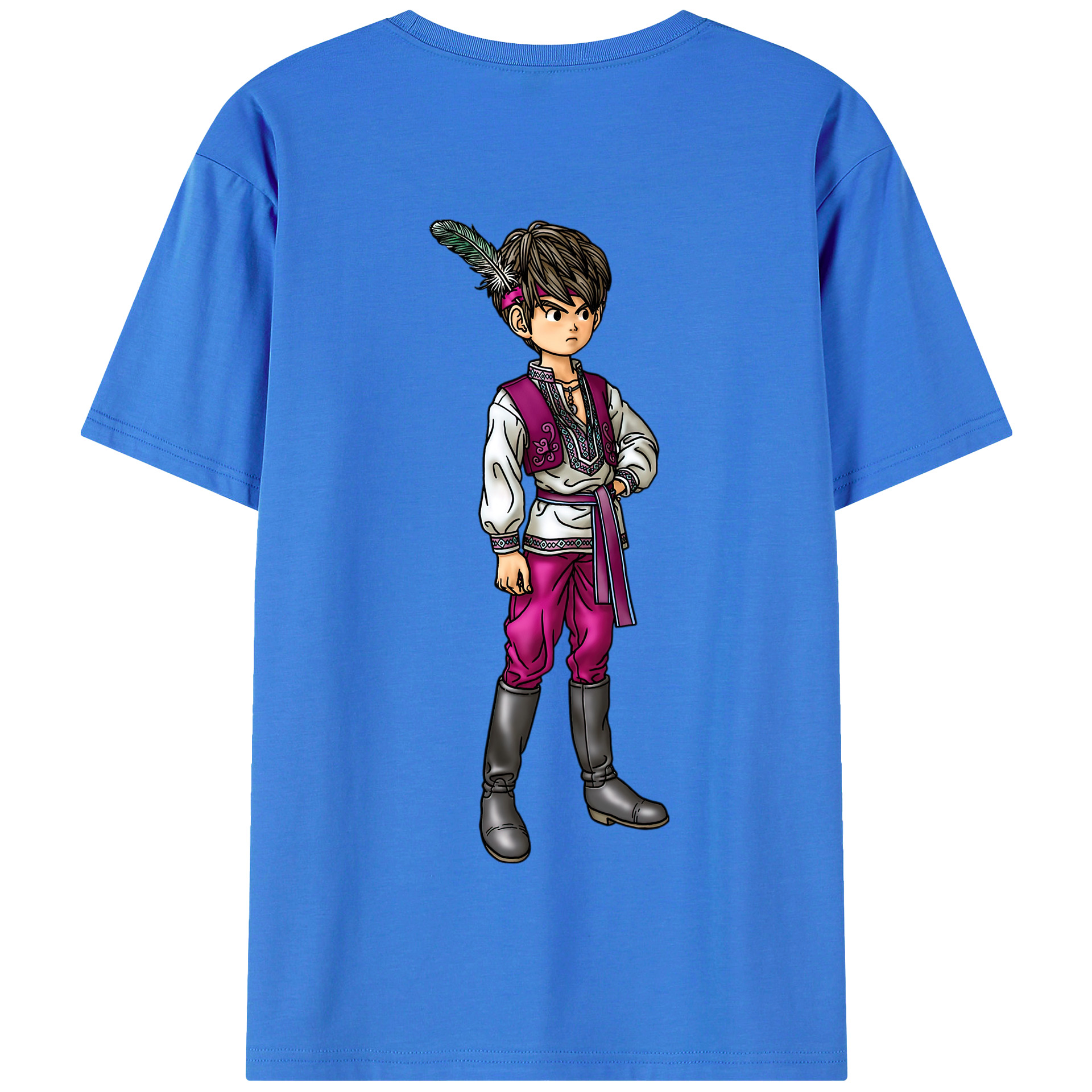（画像用） ドラゴンクエスト Doragon Kuesuto Dragon Quest 綿100％半袖Tシャツ（背面プリント）