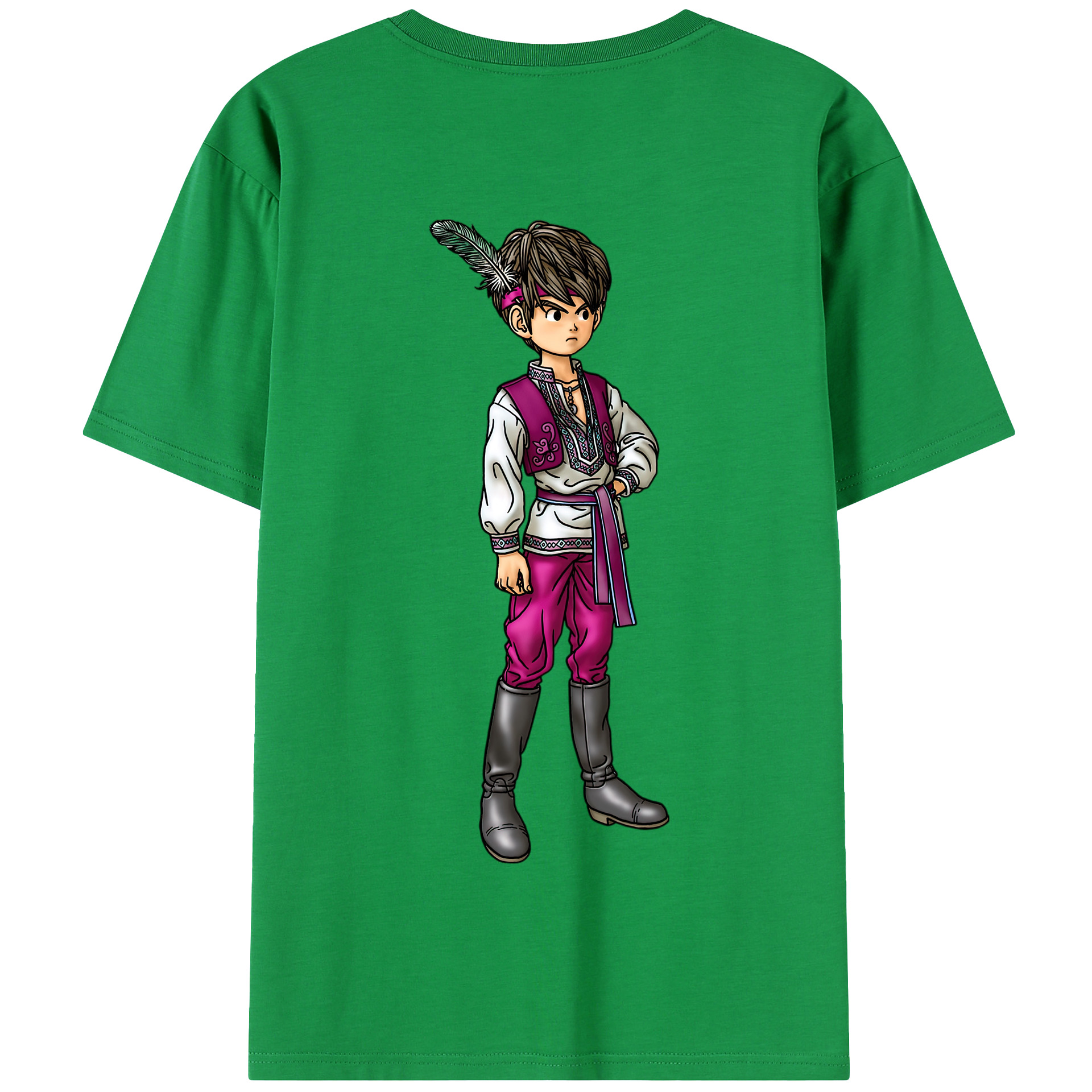 （画像用） ドラゴンクエスト Doragon Kuesuto Dragon Quest 綿100％半袖Tシャツ（背面プリント）