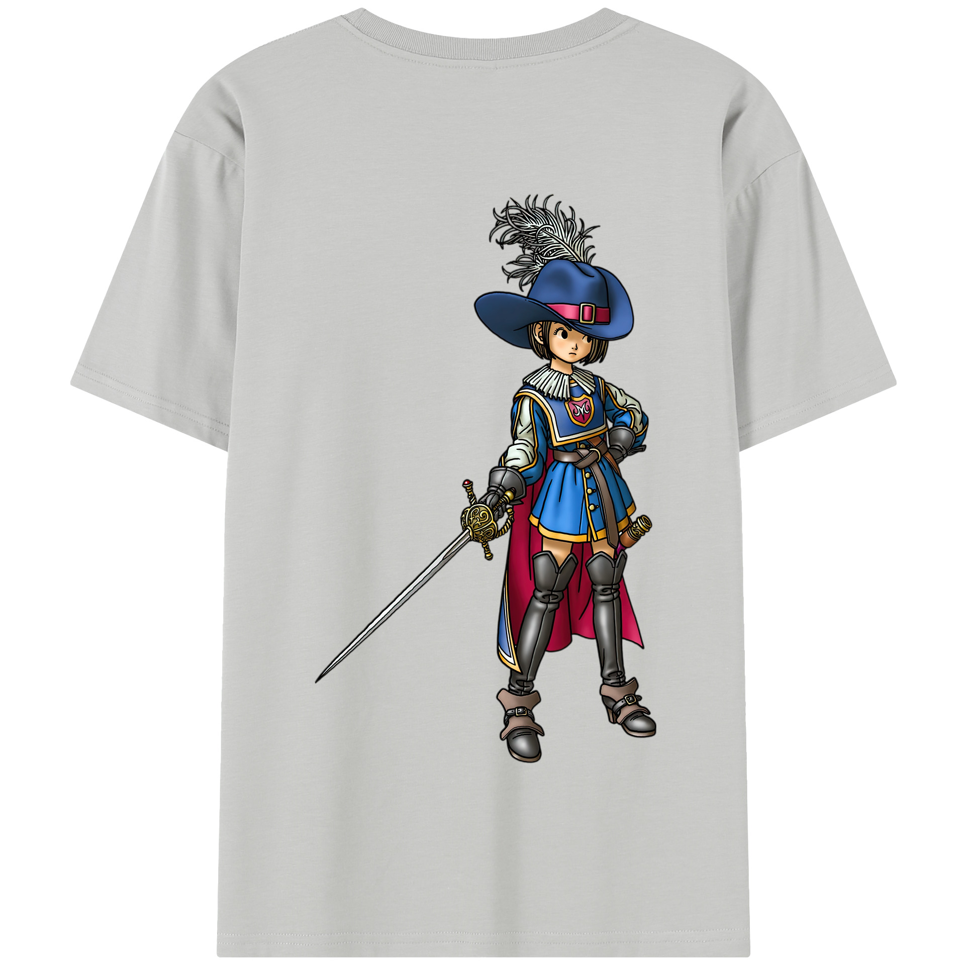 （画像用） ドラゴンクエスト Doragon Kuesuto Dragon Quest 綿100％半袖Tシャツ（背面プリント）
