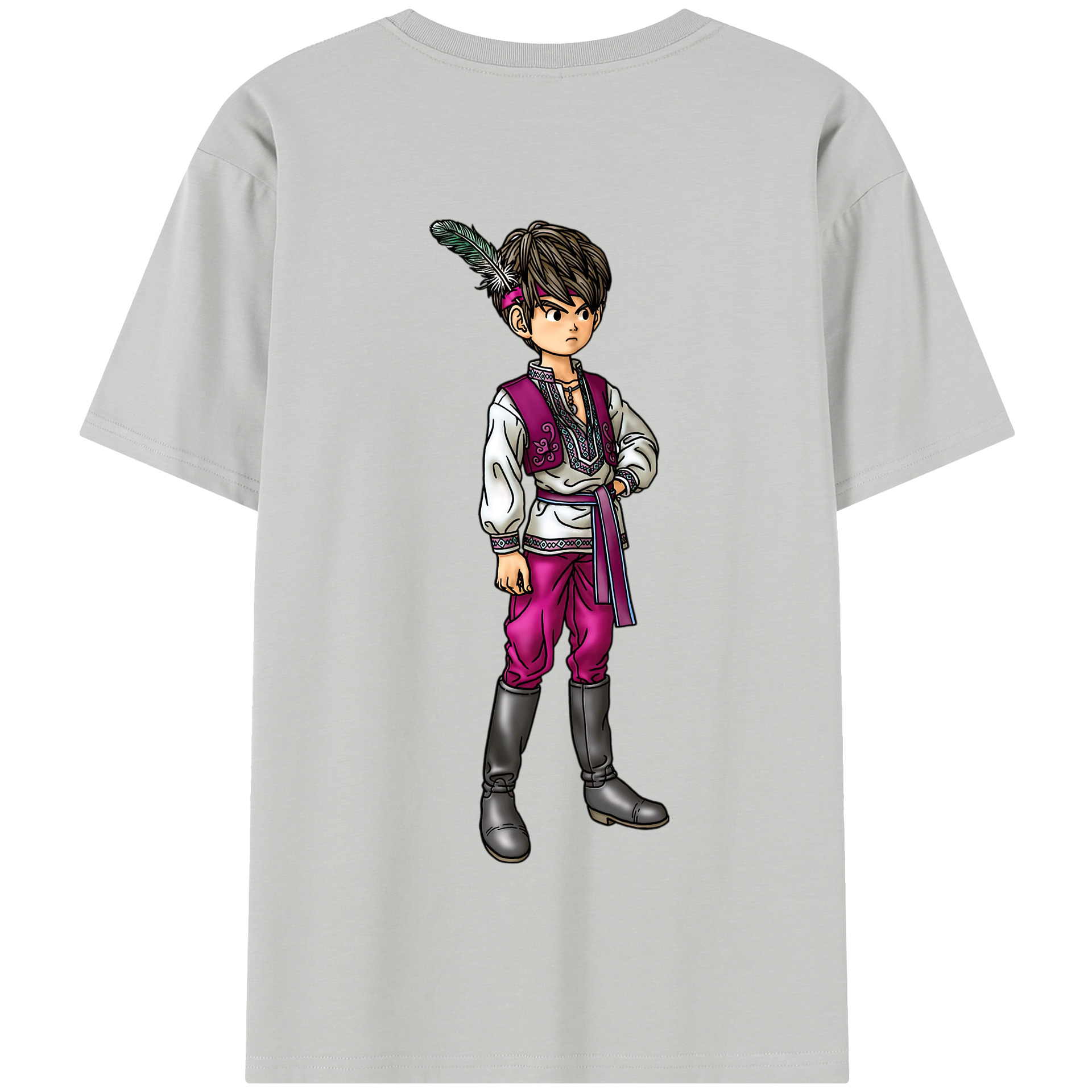 （画像用） ドラゴンクエスト Doragon Kuesuto Dragon Quest 綿100％半袖Tシャツ（背面プリント）