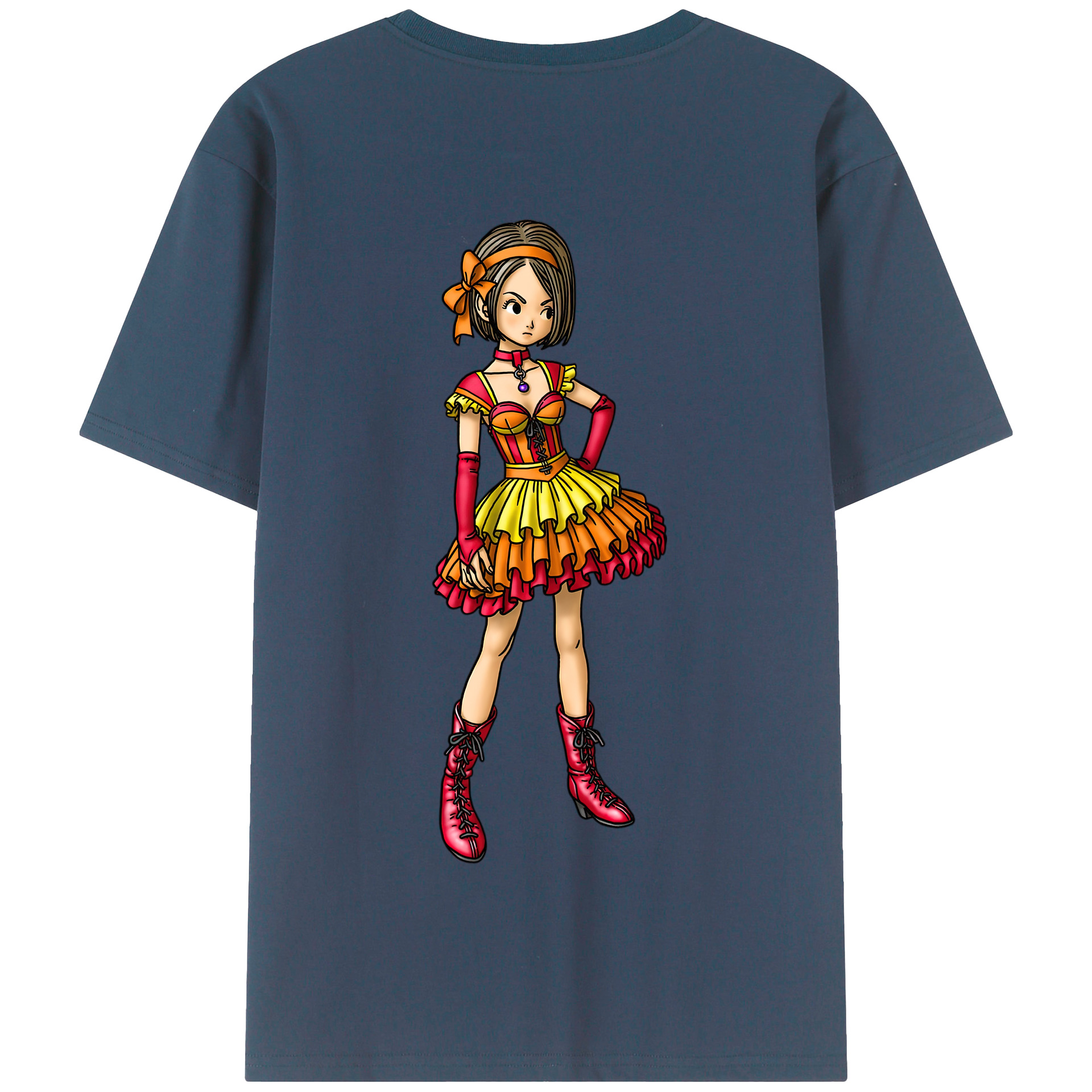 （画像用） ドラゴンクエスト Doragon Kuesuto Dragon Quest 綿100％半袖Tシャツ（背面プリント）