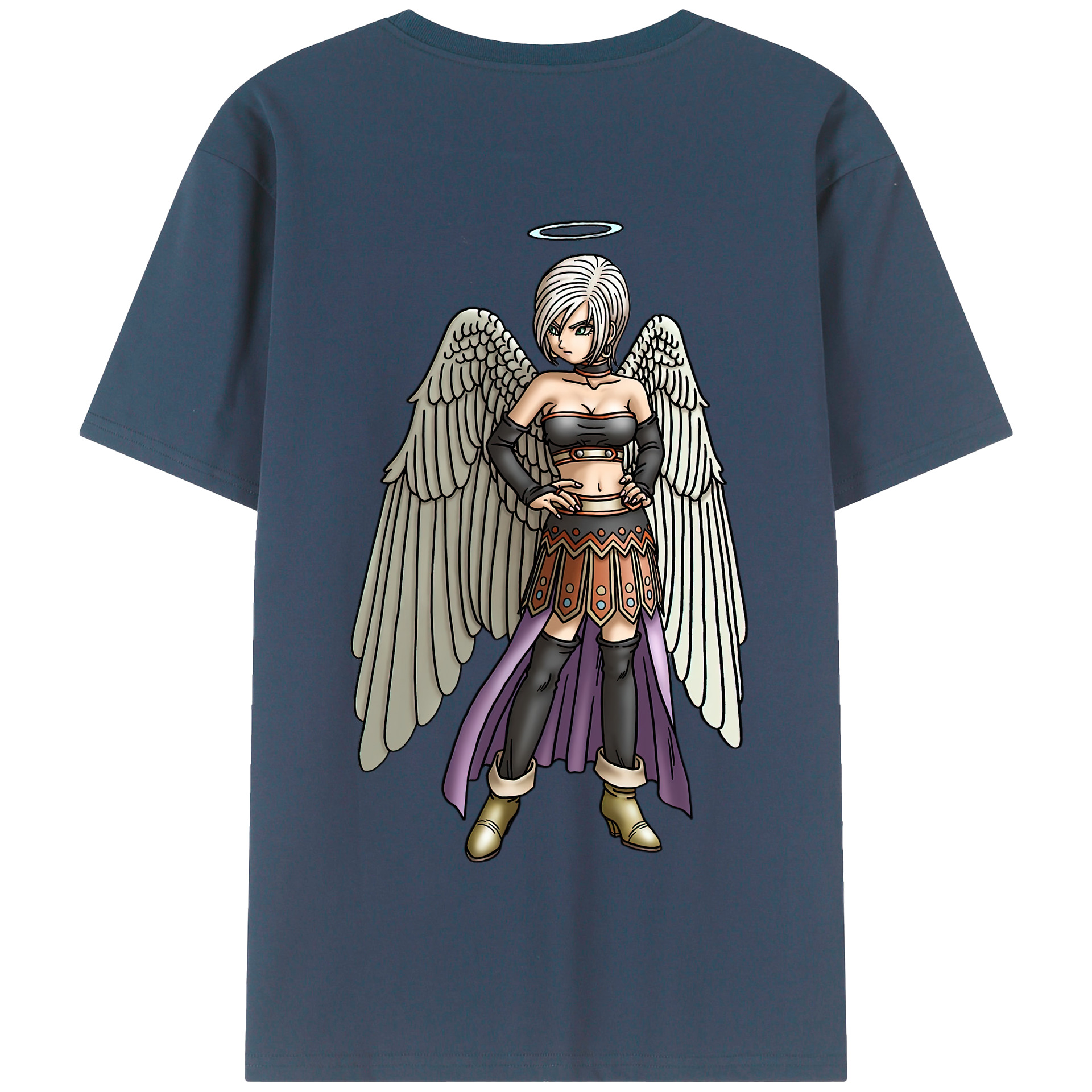 （画像用） ドラゴンクエスト Doragon Kuesuto Dragon Quest 綿100％半袖Tシャツ（背面プリント）