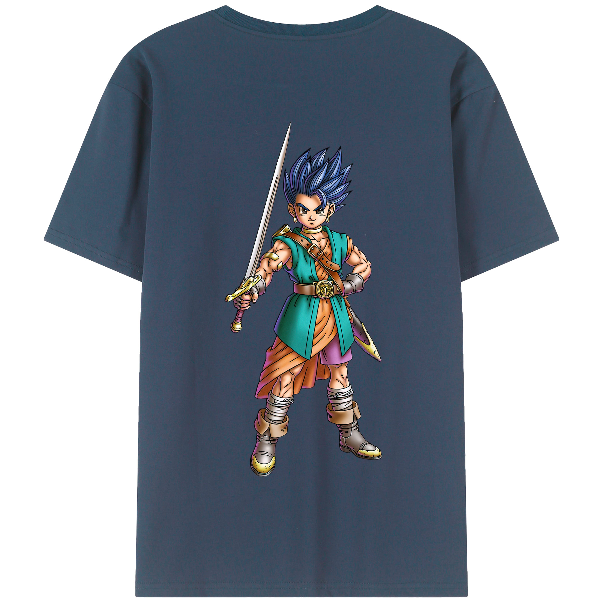 （画像用） ドラゴンクエスト Doragon Kuesuto Dragon Quest 綿100％半袖Tシャツ（背面プリント）