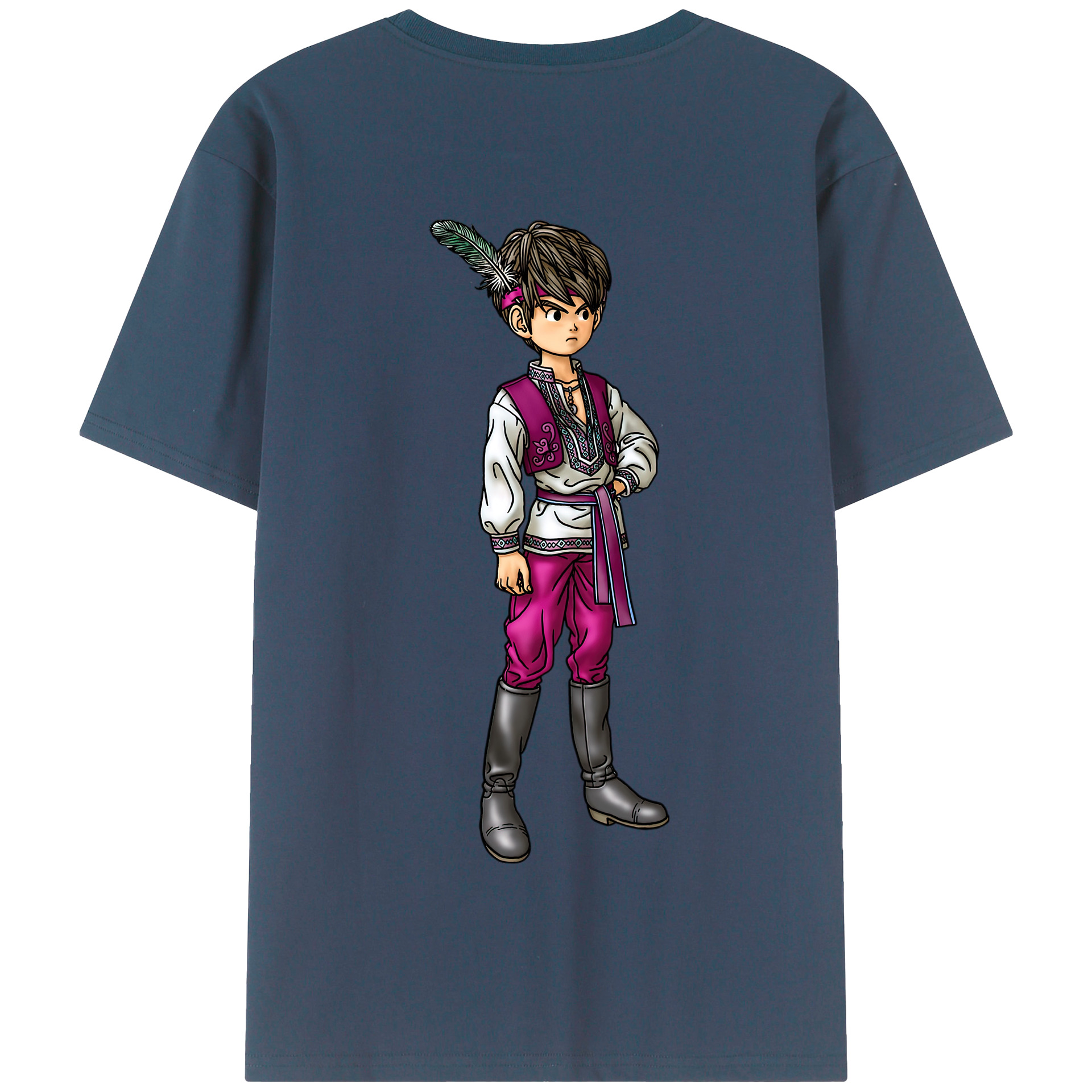 （画像用） ドラゴンクエスト Doragon Kuesuto Dragon Quest 綿100％半袖Tシャツ（背面プリント）