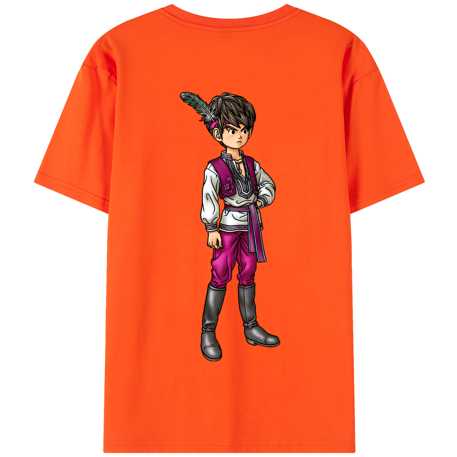 （画像用） ドラゴンクエスト Doragon Kuesuto Dragon Quest 綿100％半袖Tシャツ（背面プリント）