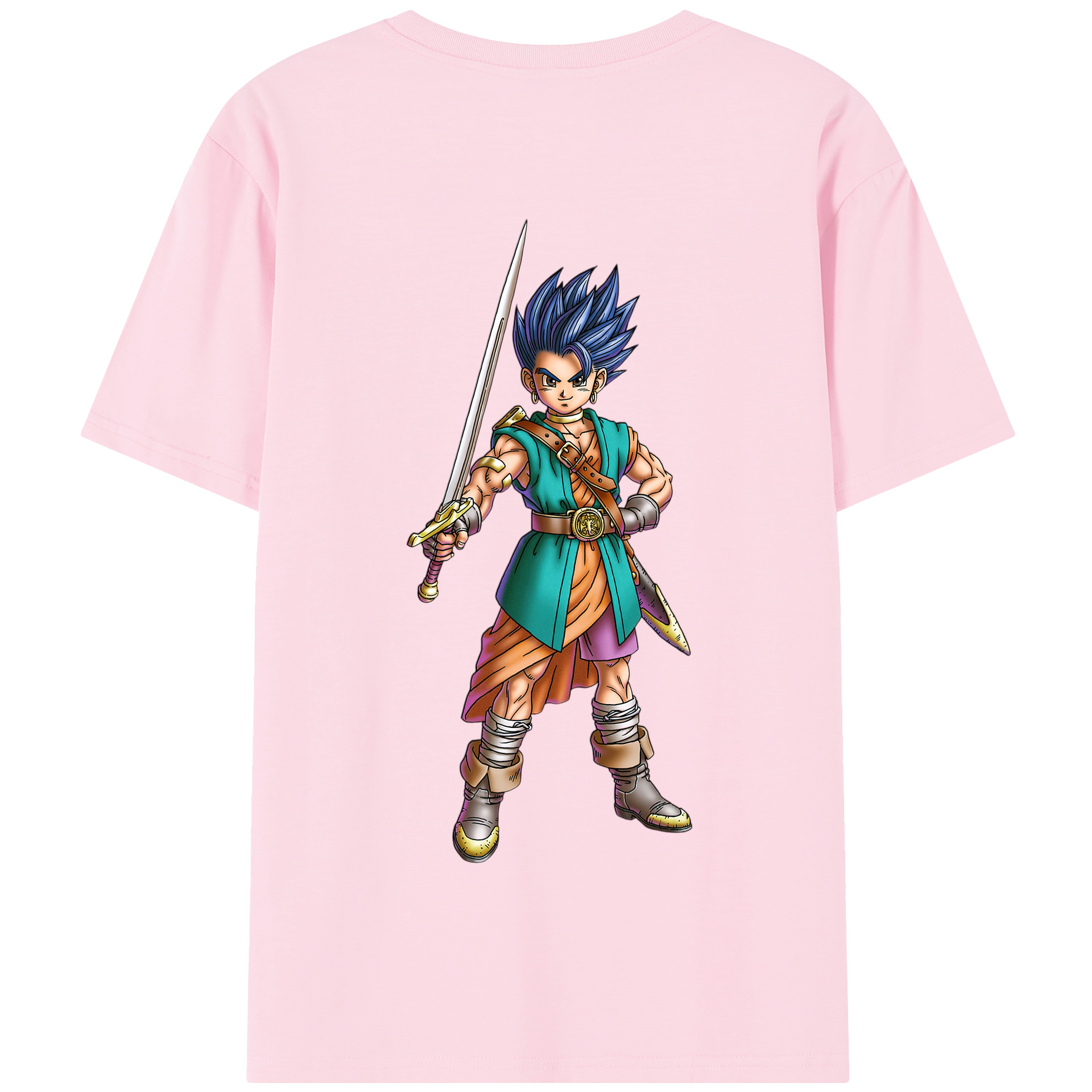 （画像用） ドラゴンクエスト Doragon Kuesuto Dragon Quest 綿100％半袖Tシャツ（背面プリント）