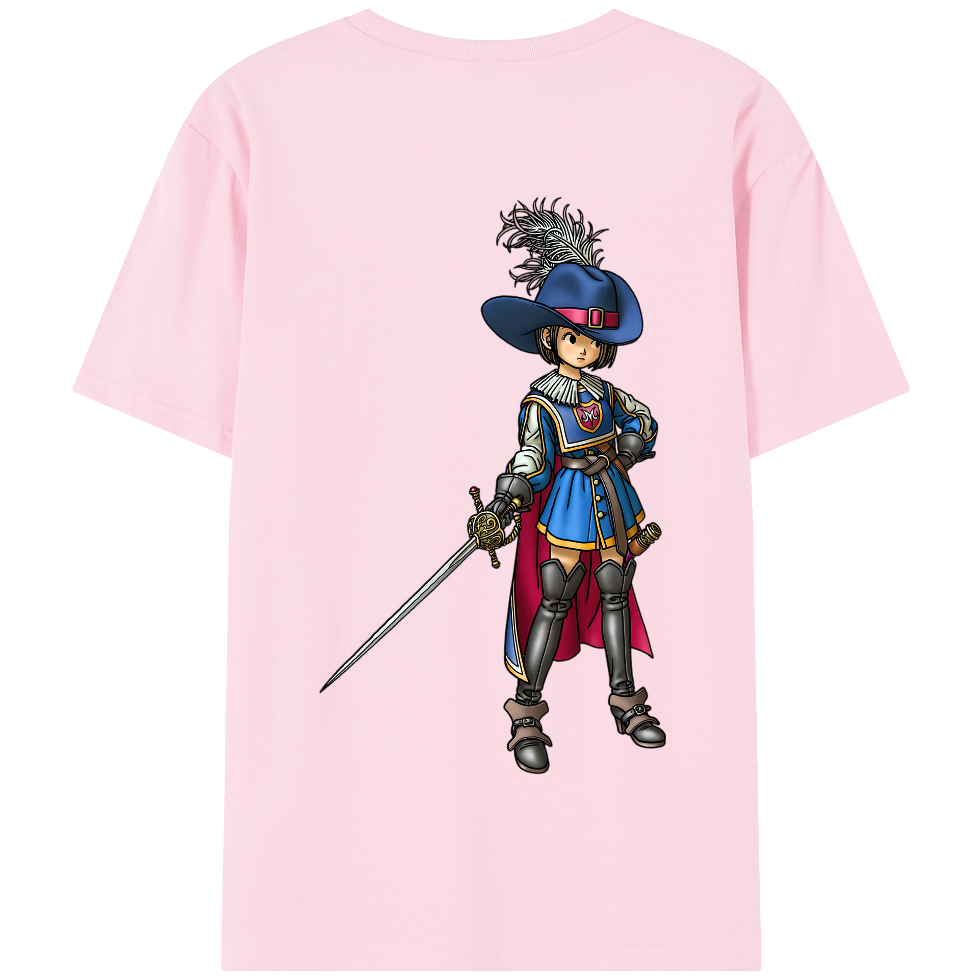（画像用） ドラゴンクエスト Doragon Kuesuto Dragon Quest 綿100％半袖Tシャツ（背面プリント）