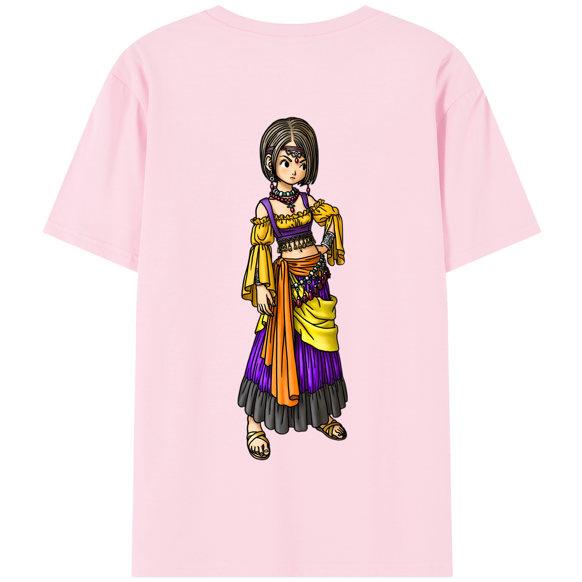 （画像用） ドラゴンクエスト Doragon Kuesuto Dragon Quest 綿100％半袖Tシャツ（背面プリント）