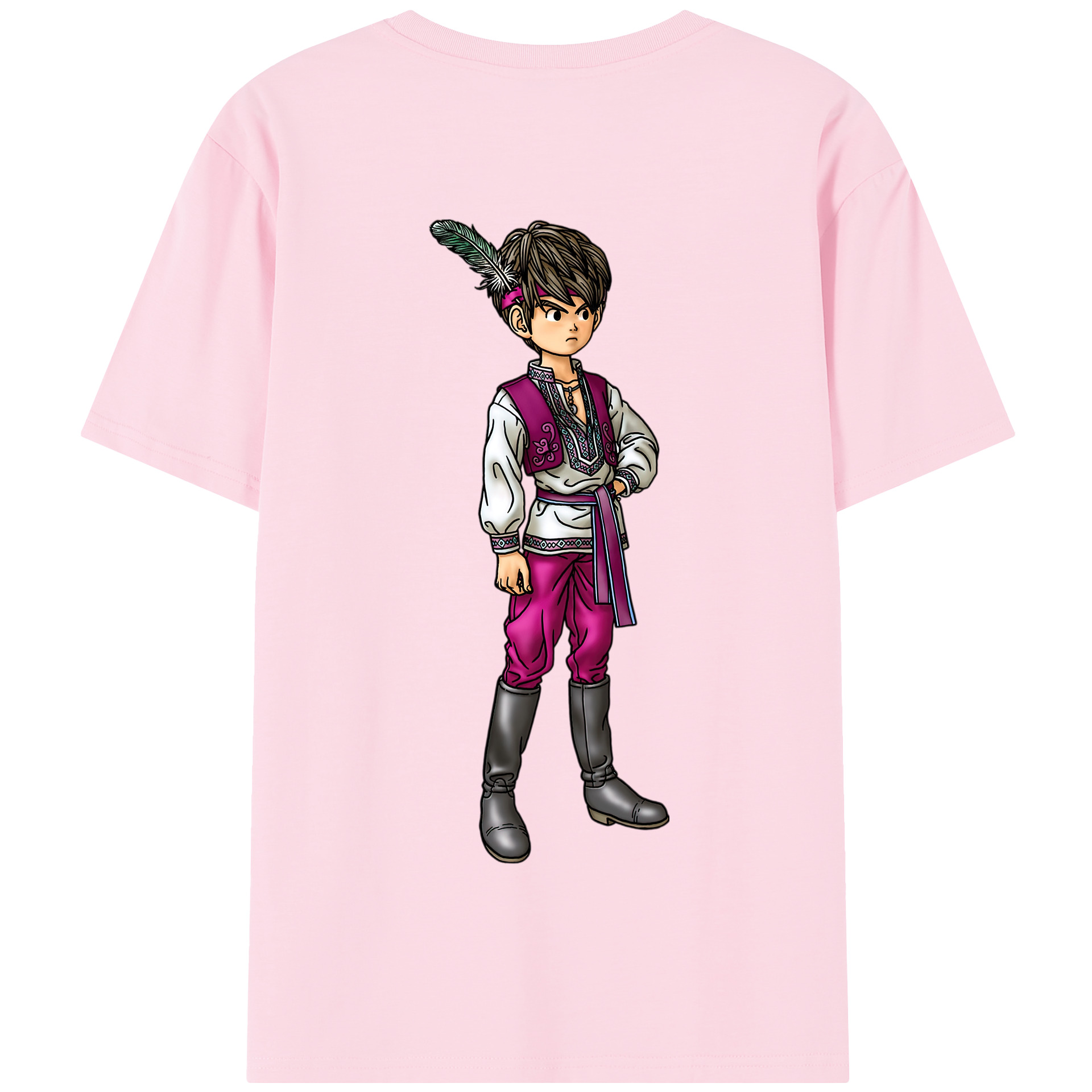 （画像用） ドラゴンクエスト Doragon Kuesuto Dragon Quest 綿100％半袖Tシャツ（背面プリント）