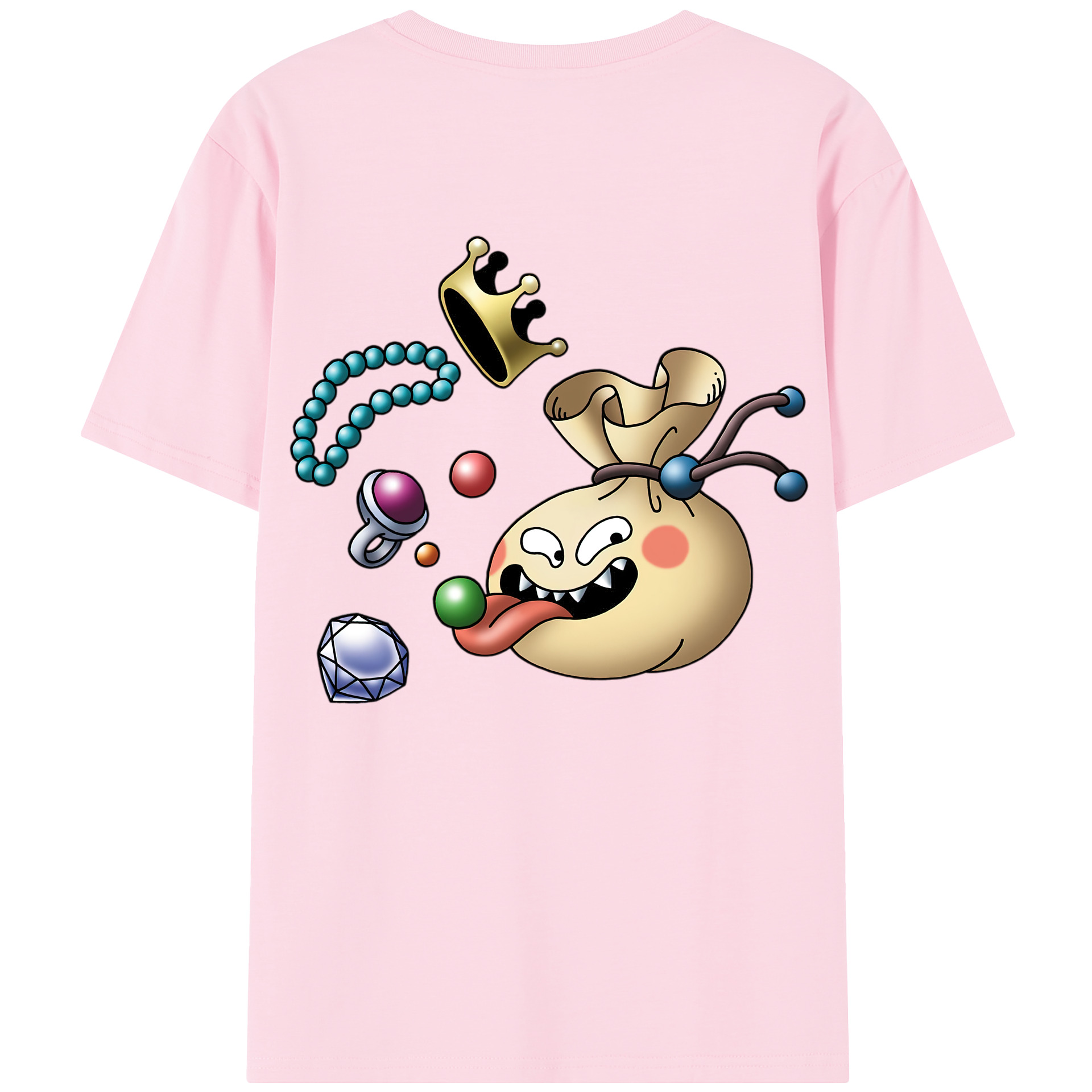（画像用） ドラゴンクエスト Doragon Kuesuto Dragon Quest 綿100％半袖Tシャツ（背面プリント）