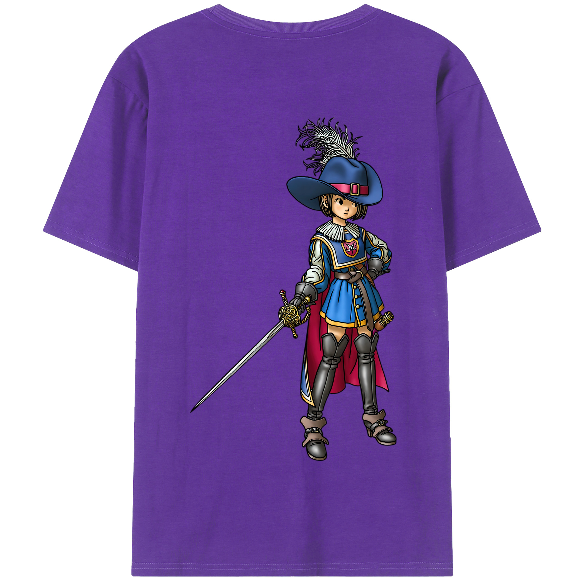 （画像用） ドラゴンクエスト Doragon Kuesuto Dragon Quest 綿100％半袖Tシャツ（背面プリント）