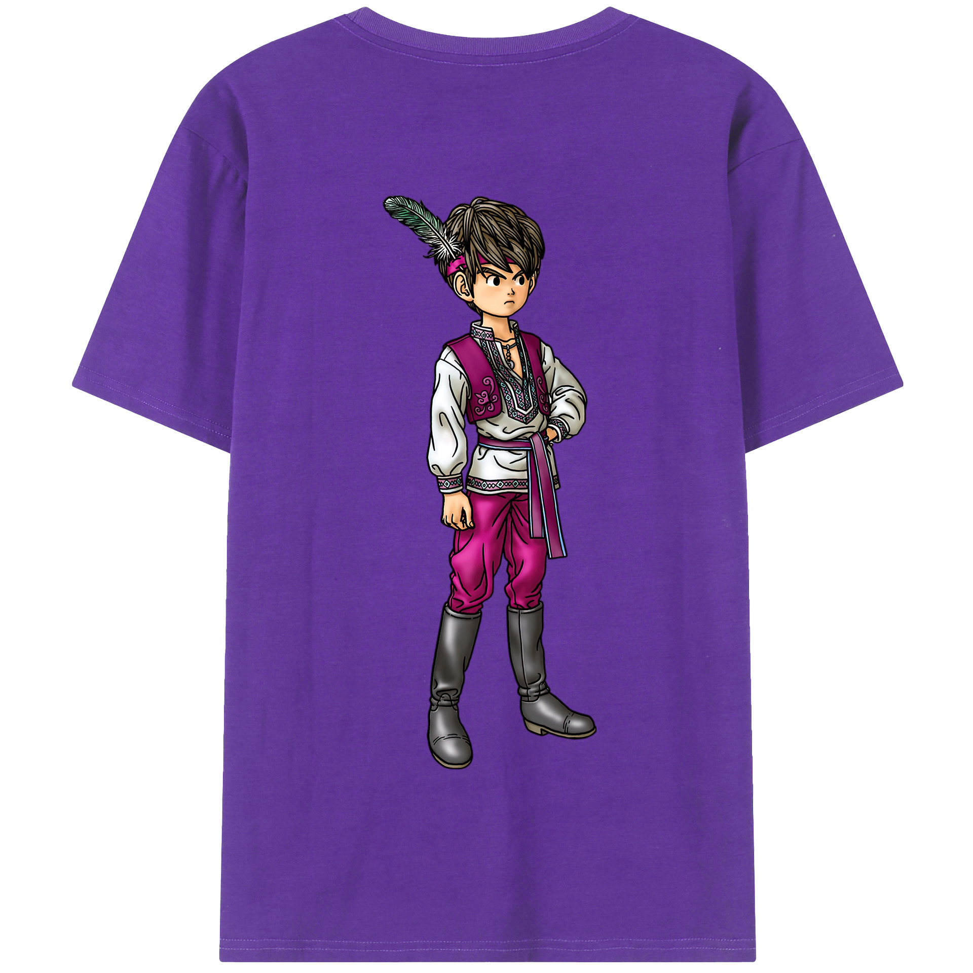 （画像用） ドラゴンクエスト Doragon Kuesuto Dragon Quest 綿100％半袖Tシャツ（背面プリント）
