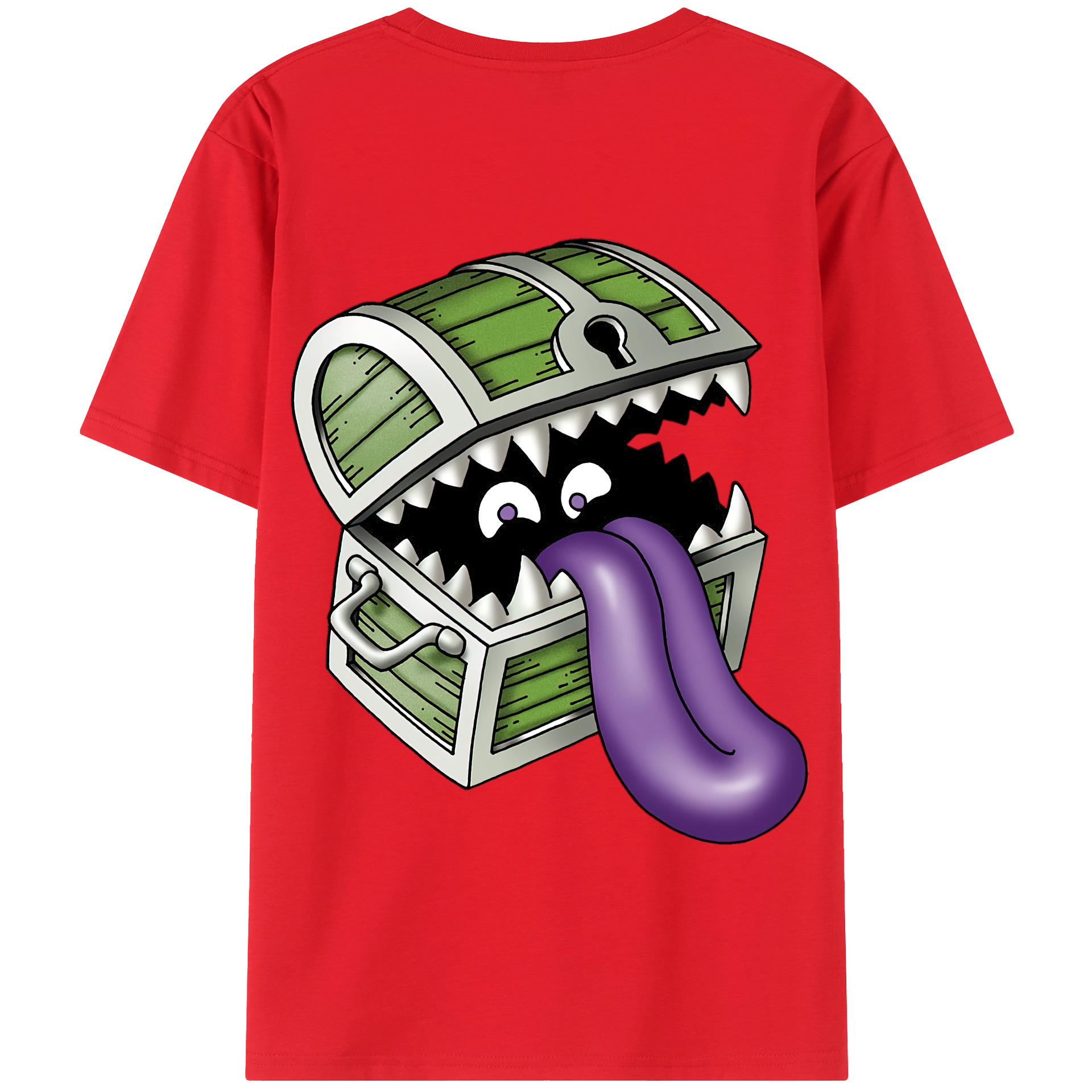 （画像用） ドラゴンクエスト Doragon Kuesuto Dragon Quest 綿100％半袖Tシャツ（背面プリント）