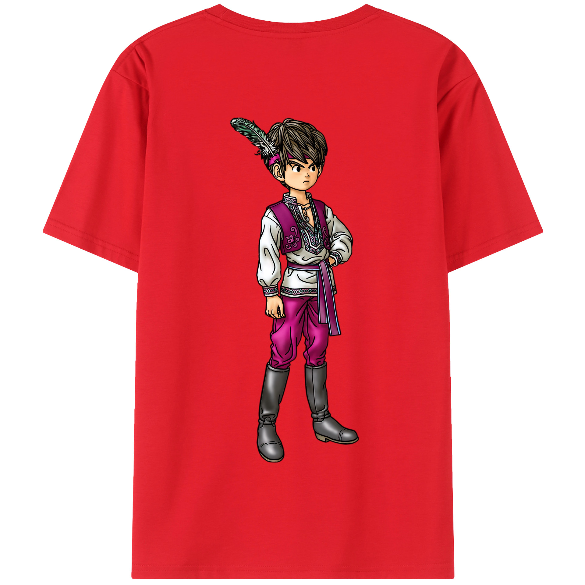 （画像用） ドラゴンクエスト Doragon Kuesuto Dragon Quest 綿100％半袖Tシャツ（背面プリント）