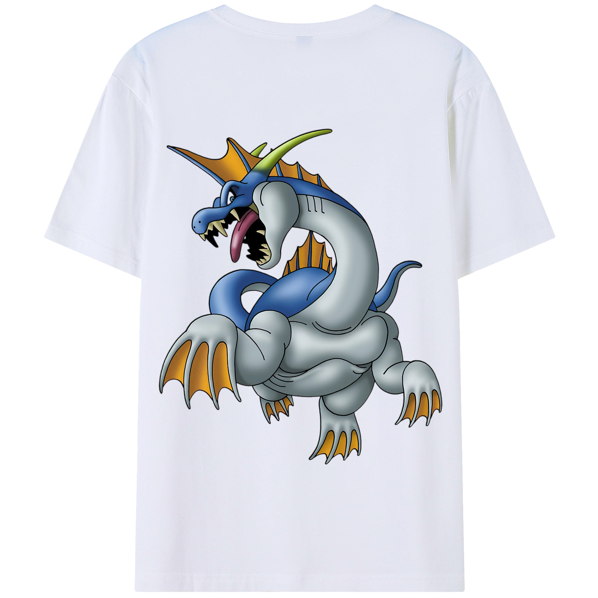 （画像用） ドラゴンクエスト Doragon Kuesuto Dragon Quest 綿100％半袖Tシャツ（背面プリント）